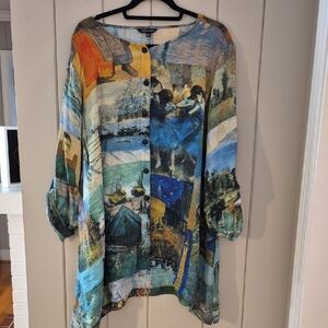 John Mark Women's Art Print Button Front Tunic